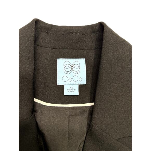 CeCe Black Women's Notched Collar Contrast Ruffled-Cuff Blazer XS - Picture 4 of 12